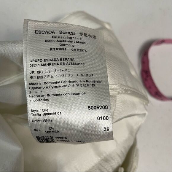 ESCADA WHITE MIDRISE SLIM ANKLE TROUSER PANTS,‎ zipped hems size 36 / small - Picture 6 of 13